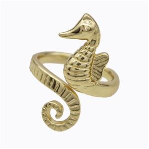 Copper Seahorse Rings Gold Plated, approx 11-27mm, 18mm dia [FD17641]