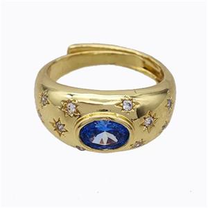 Copper Rings Pave Zirconia Star Adjustable Gold Plated, approx 9.5mm, 18mm dia [FD17645]