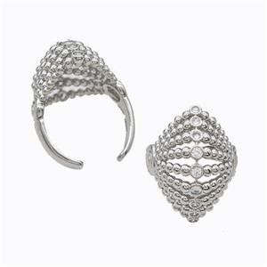 Copper Rings Pave Zirconia Hat Hollow Platinum Plated, approx 20-28mm, 18mm dia [FD17648]