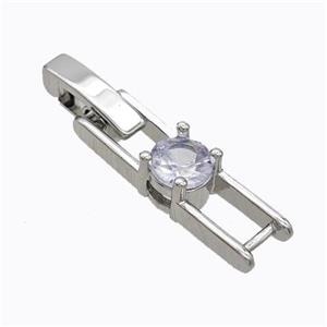 Copper Clasp Pave Zirconia Platinum Plated, approx 5-25mm [FD17652]