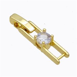 Copper Clasp Pave Zirconia Gold Plated, approx 5-25mm [FD17653]