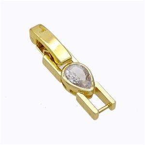 Copper Clasp Pave Zirconia Teardrop Gold Plated, approx 5-20mm [FD17656]