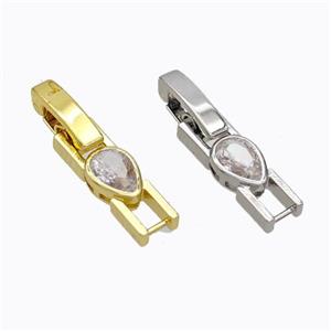 Copper Clasp Pave Zirconia Teardrop Mixed, approx 5-20mm [FD17657]