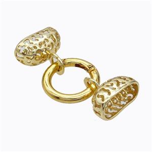 Copper Clasp For Necklace Cordend 4 Strings Gold Plated, approx 13-25mm, 25mm [FD17659]