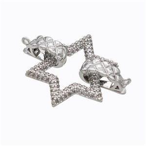 Copper Star Clasp Pave Zirconia Platinum Plated, approx 25mm, 8-12mm [FD17660]