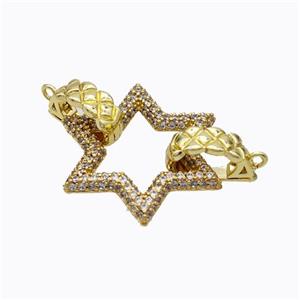 Copper Star Clasp Pave Zirconia Gold Plated, approx 25mm, 8-12mm [FD17661]