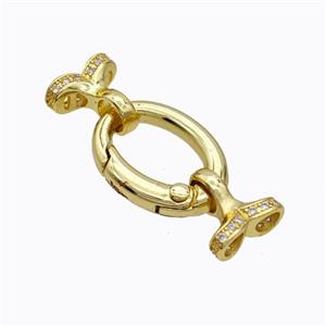 Copper Clasp For Necklace Cordend Pave Zirconia Gold Plated, approx 12mm, 15-20mm [FD17667]