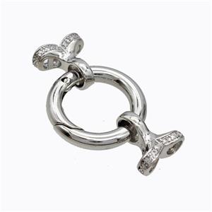 Copper Clasp For Necklace Cordend Pave Zirconia Platinum Plated, approx 12mm, 20mm [FD17668]