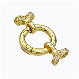 Copper Clasp For Necklace Cordend Pave Zirconia Gold Plated, approx 12mm, 20mm [FD17669]