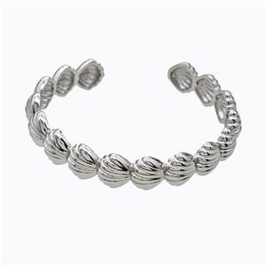 Copper Scallop Bangle Shell Platinum Plated, approx 12mm, 50-55mm dia [FD17698]