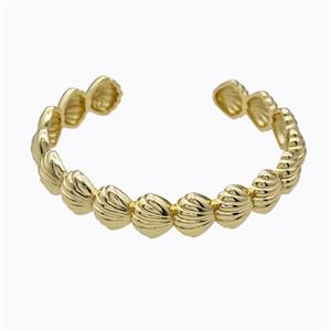 Copper Scallop Bangle Shell Gold Plated, approx 12mm, 50-55mm dia [FD17699]