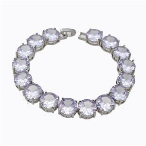 Copper Bracelet Pave Zirconia Lt.purple Platinum Plated, approx 10mm, 16.5cm length [FD17700]