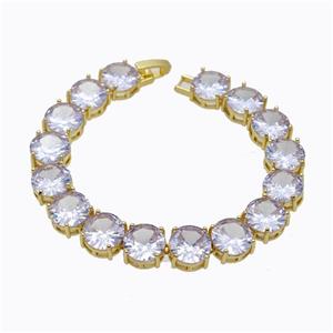 Copper Bracelet Pave Zirconia Lt.purple Gold Plated, approx 10mm, 16.5cm length [FD17701]