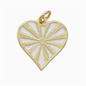 Copper Heart Pendant White Enamel Gold Plated, approx 16mm [FD17703]