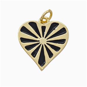 Copper Heart Pendant Black Enamel Gold Plated, approx 16mm [FD17704]