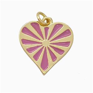 Copper Heart Pendant Pink Enamel Gold Plated, approx 16mm [FD17705]