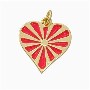 Copper Heart Pendant Red Enamel Gold Plated, approx 16mm [FD17706]