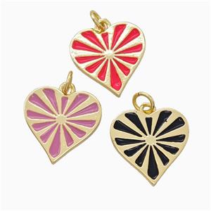 Copper Heart Pendant Enamel Gold Plated Mixed, approx 16mm [FD17707]