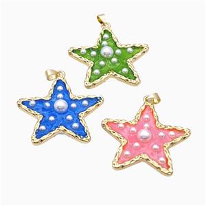 Copper Star Pendant Pave Pearlized Resin Gold Plated Mixed, approx 36mm [FD17729]