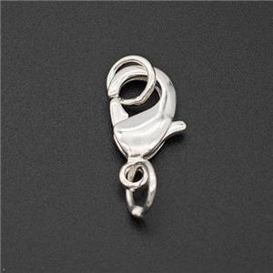 Copper Lobster Clasp Shiny Silver, approx 10mm [FD17780-10MM]