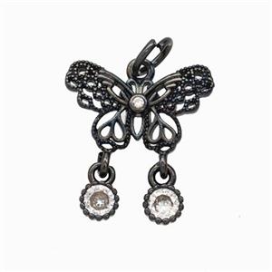 Copper Butterfly Pendant Pave Zirconia Black Plated, approx 8-15mm, 4mm [FD17795]