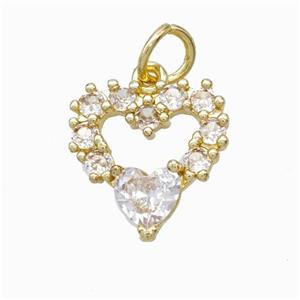 Copper Heart Pendant Pave Zirconia Gold Plated, approx 15mm [FD17805]