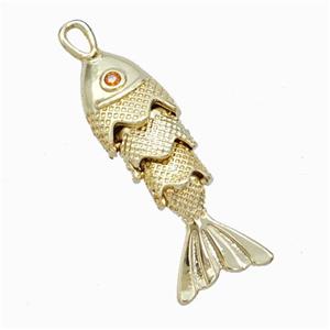 Copper Fish Pendant Pave Zirconia Gold Plated, approx 8-23mm [FD17806]