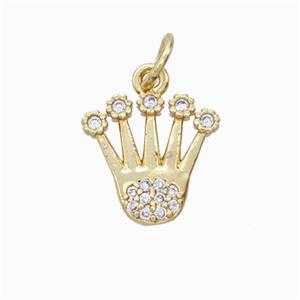 Copper Crown Pendant Micropave Zirconia Gold Plated, approx 13-14mm [FD17817]