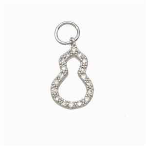 Copper Gourd Pendant Pave Zirconia Platinum Plated, approx 8-12mm [FD17818]