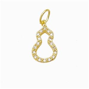 Copper Gourd Pendant Pave Zirconia Gold Plated, approx 8-12mm [FD17819]