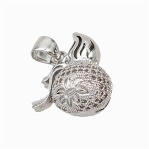 Copper Gourd Pendant Pave Zirconia Platinum Plated, approx 15-17mm [FD17820]