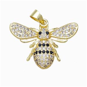 Copper Honeybee Pendant Micropave Zirconia Gold Plated, approx 18-23mm [FD17822]