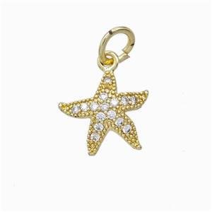 Copper Starfis Pendant Micropave Zirconia Gold Plated, approx 13mm [FD17823]
