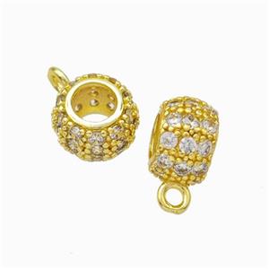 Copper Hanger Bail Micropave Zirconia Gold Plated, approx 9mm, 4mm hole [FD17828]