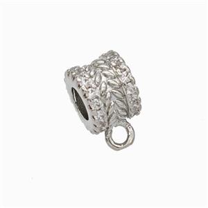 Copper Hanger Bail Micropave Zirconia Platinum Plated, approx 8mm, 4mm hole [FD17831]
