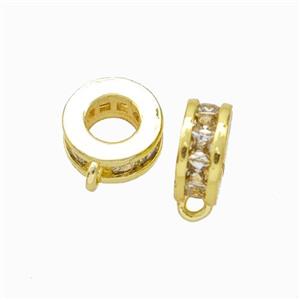 Copper Hanger Bail Micropave Zirconia Gold Plated, approx 8mm, 4mm hole [FD17834]