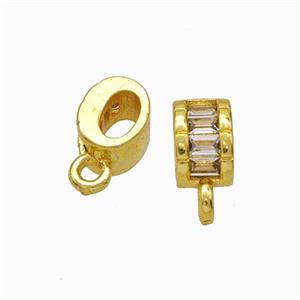 Copper Hanger Bail Micropave Zirconia Gold Plated, approx 5-7mm, 3mm hole [FD17836]