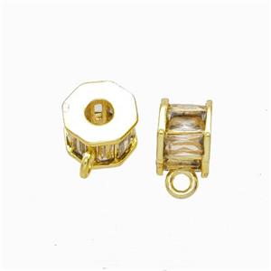 Copper Hanger Bail Micropave Zirconia Gold Plated, approx 7mm, 2mm hole [FD17841]