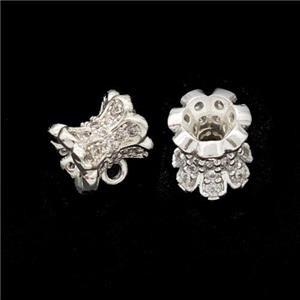 Copper Hanger Bail Micropave Zirconia Shiny Silver, approx 7-8mm [FD17842]