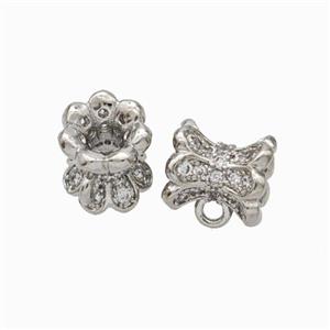 Copper Hanger Bail Micropave Zirconia Platinum Plated, approx 7-8mm [FD17843]