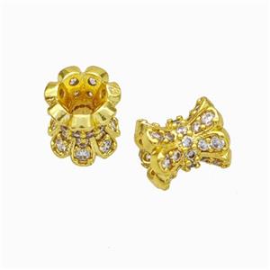 Copper Beadcaps Beads Micropave Zirconia Gold Plated, approx 8-8.5mm [FD17847]