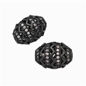 Copper Rice Beads Micropave Zirconia Large Hole Black Plated, approx 10-14mm [FD17853]