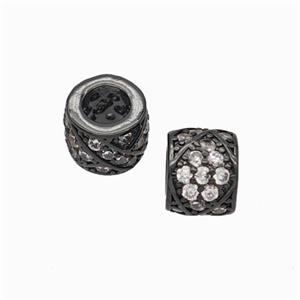 Copper Tube Beads Pave Zirconia Large Hole Black Plated, approx 8mm, 5mm hole [FD17857]