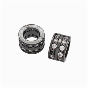 Copper Tube Beads Pave Zirconia Large Hole Black Plated, approx 8mm, 5mm hole [FD17858]