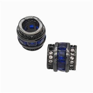 Copper Tube Beads Pave Zirconia Large Hole Black Plated, approx 9-9.5mm, 5mm hole [FD17859]