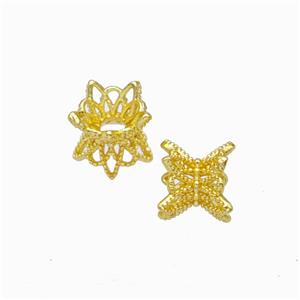 Copper Beadcaps Double Gold Plated, approx 7mm [FD17864]