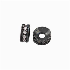 Copper Heishi Spacer Beads Pave Zirconia Black Plated, approx 6mm [FD17870]