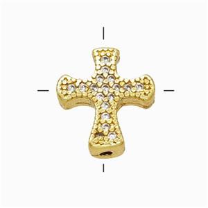Copper Cross Beads Micropave Zirconia Gold Plated, approx 11-13mm [FD17871]