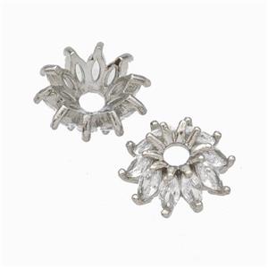 Copper Beadcaps Micropave Zirconia Platinum Plated, approx 11mm [FD17879]