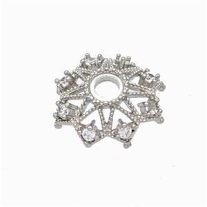 Copper Beadcaps Micropave Zirconia Platinum Plated, approx 15mm [FD17882]